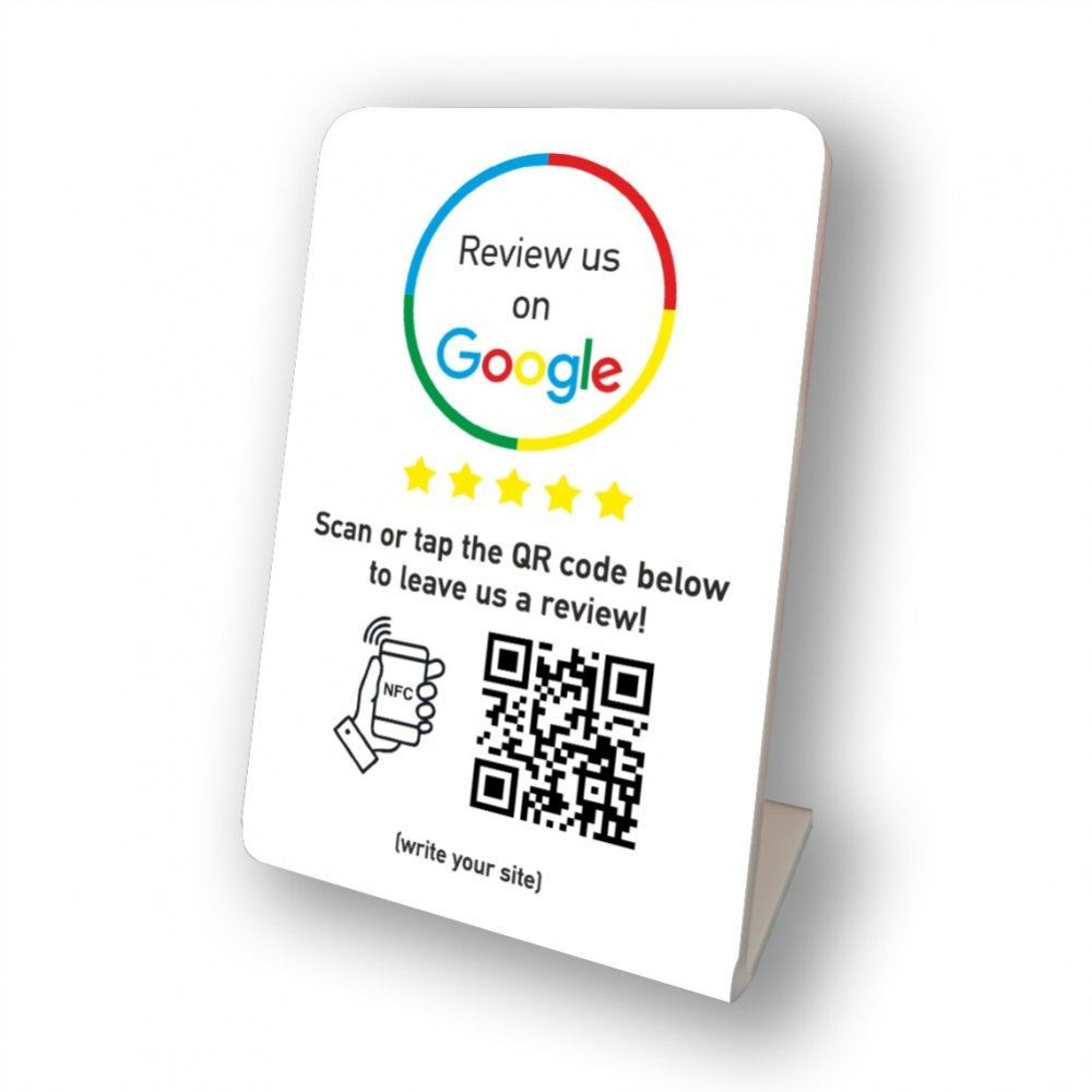 Nfc Tap Or scan QR Code επιτραπέζιo σταντ αξιολογήσεων Google