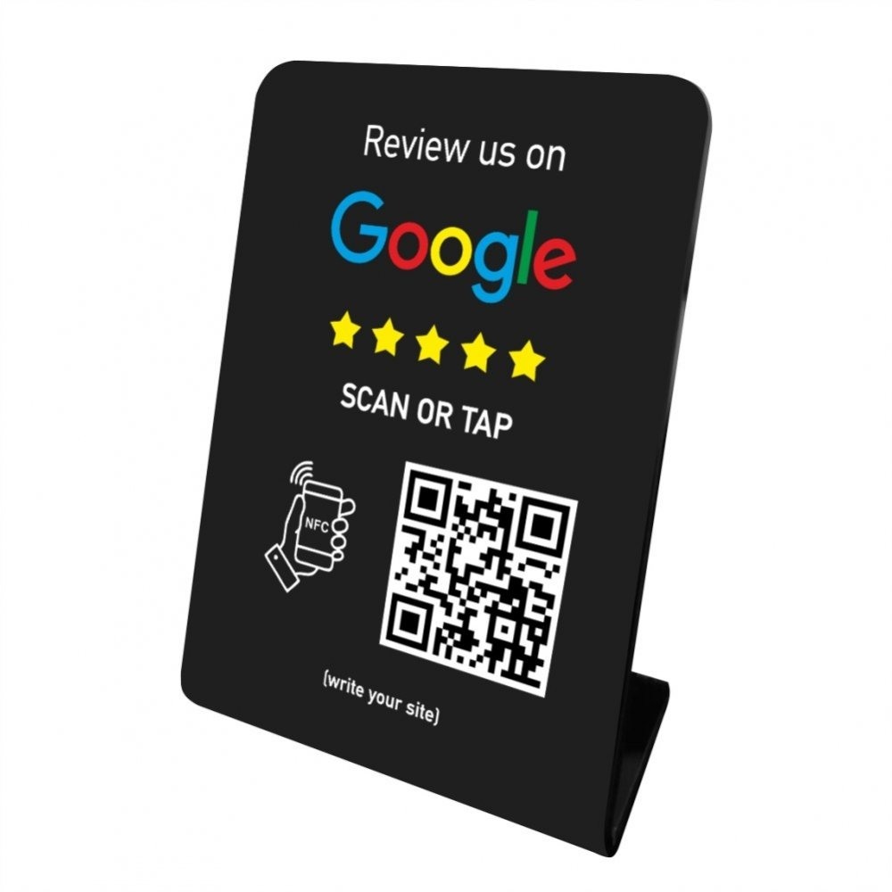 Nfc Tap Or scan QR Code επιτραπέζιo σταντ αξιολογήσεων Google